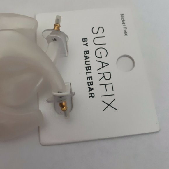 Sugarfix Earrings White Trapezoid Resin Hoops Retr - Picture 3 of 4